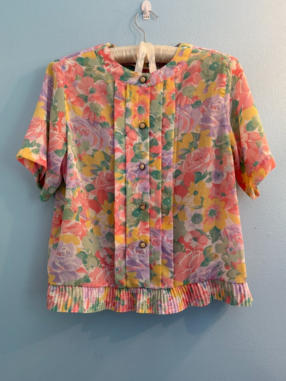 Vintage Alfred Dunner Floral Pleated Blouse Grannycore Size 16